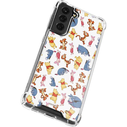 Disney Winnie the Pooh Character Pattern Galaxy S21 FE Clear Case